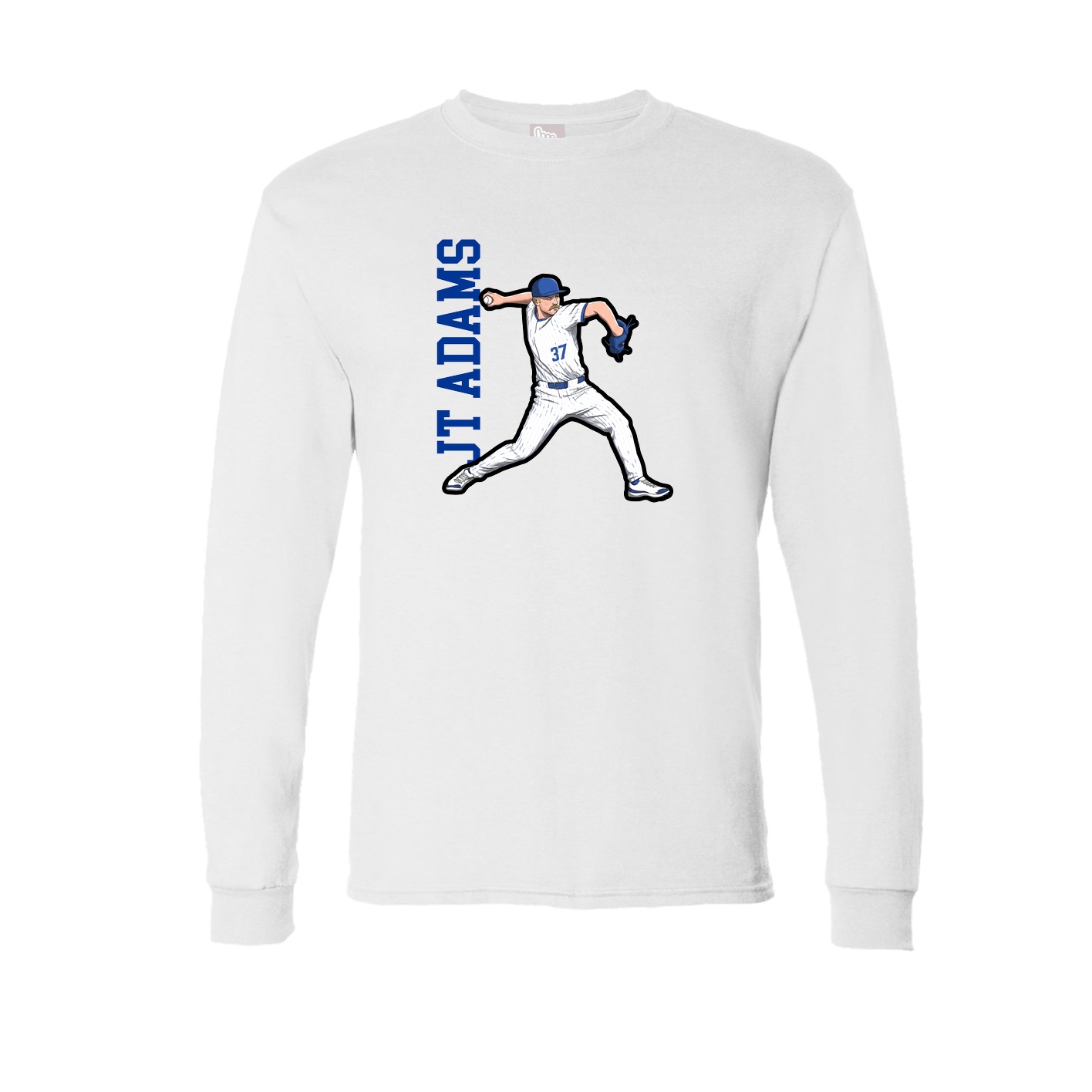 Long Sleeve Tee — Name Vertical in White