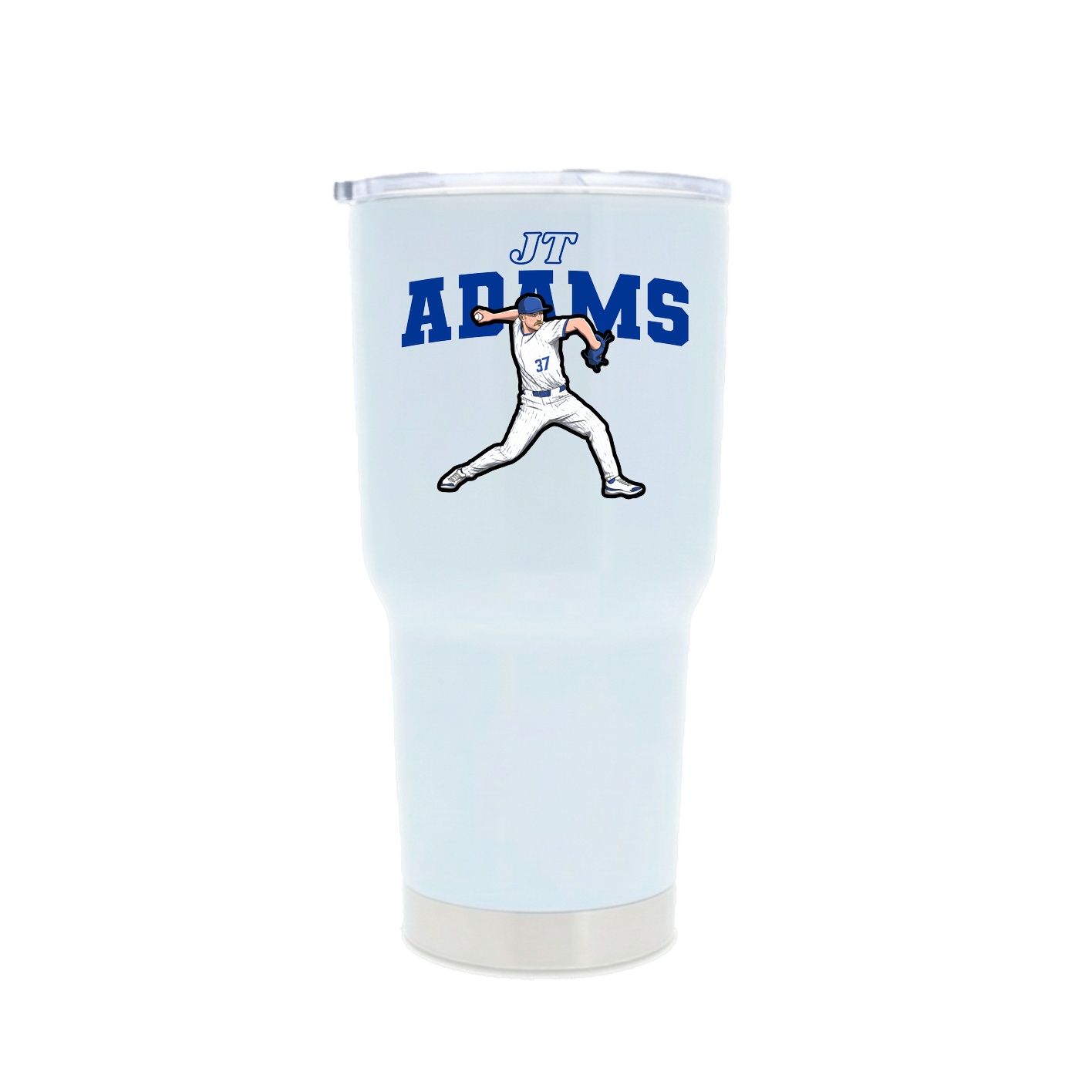 30oz Stainless Steel Tumbler — Name Arch in White