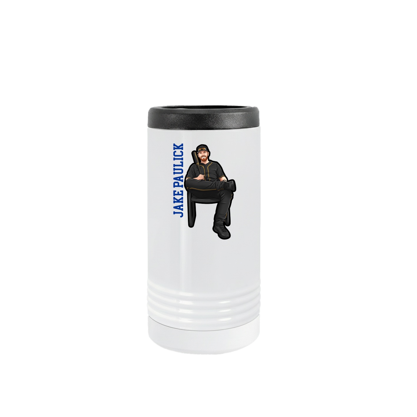 Slim Beverage Holder — Name Vertical in White