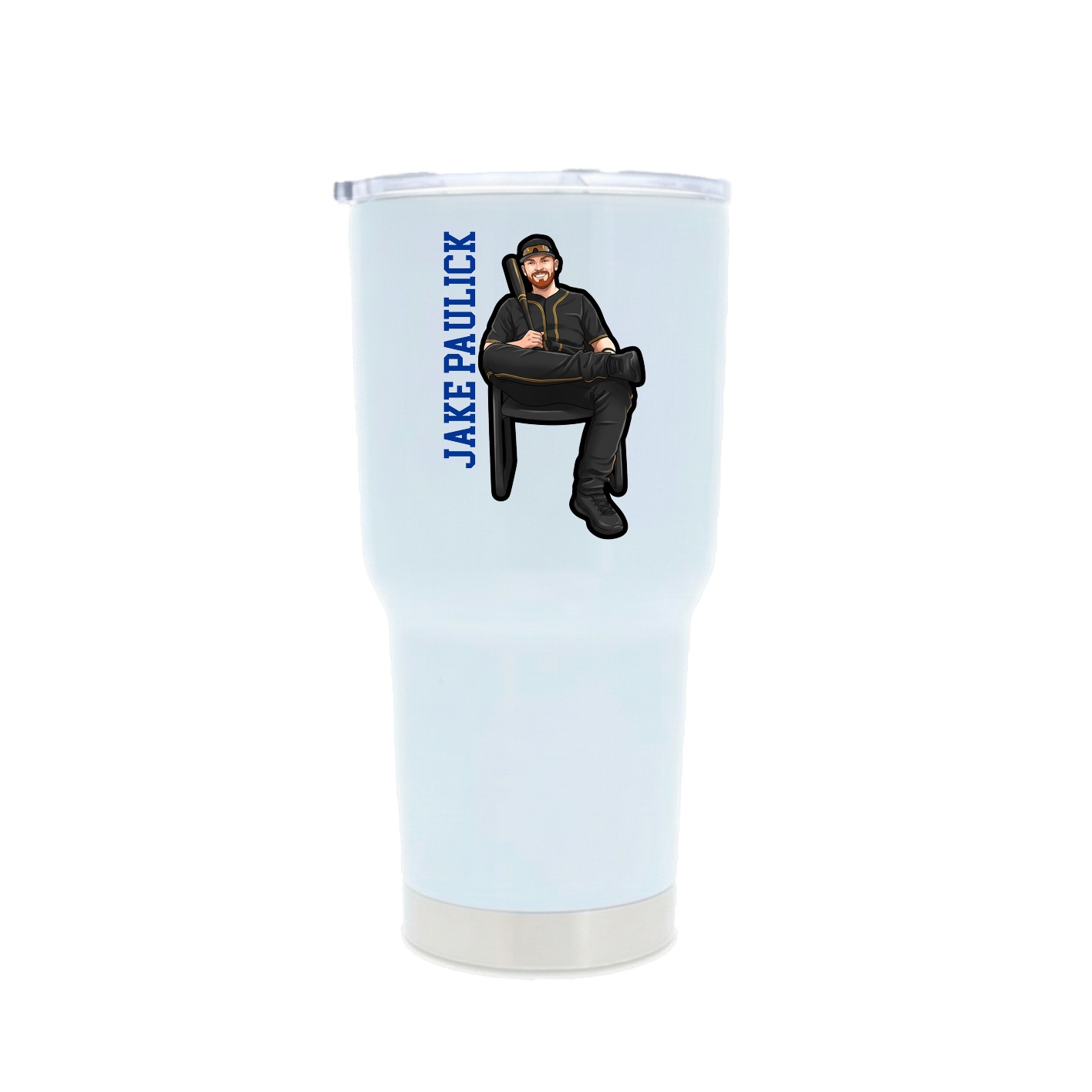 30oz Stainless Steel Tumbler — Name Vertical in White