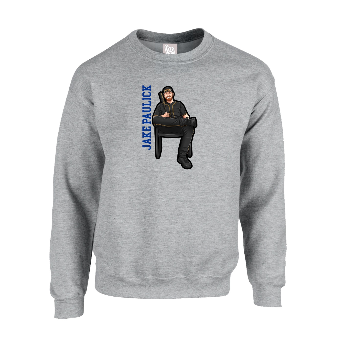 Fleece Crew — Name Vertical in Grey