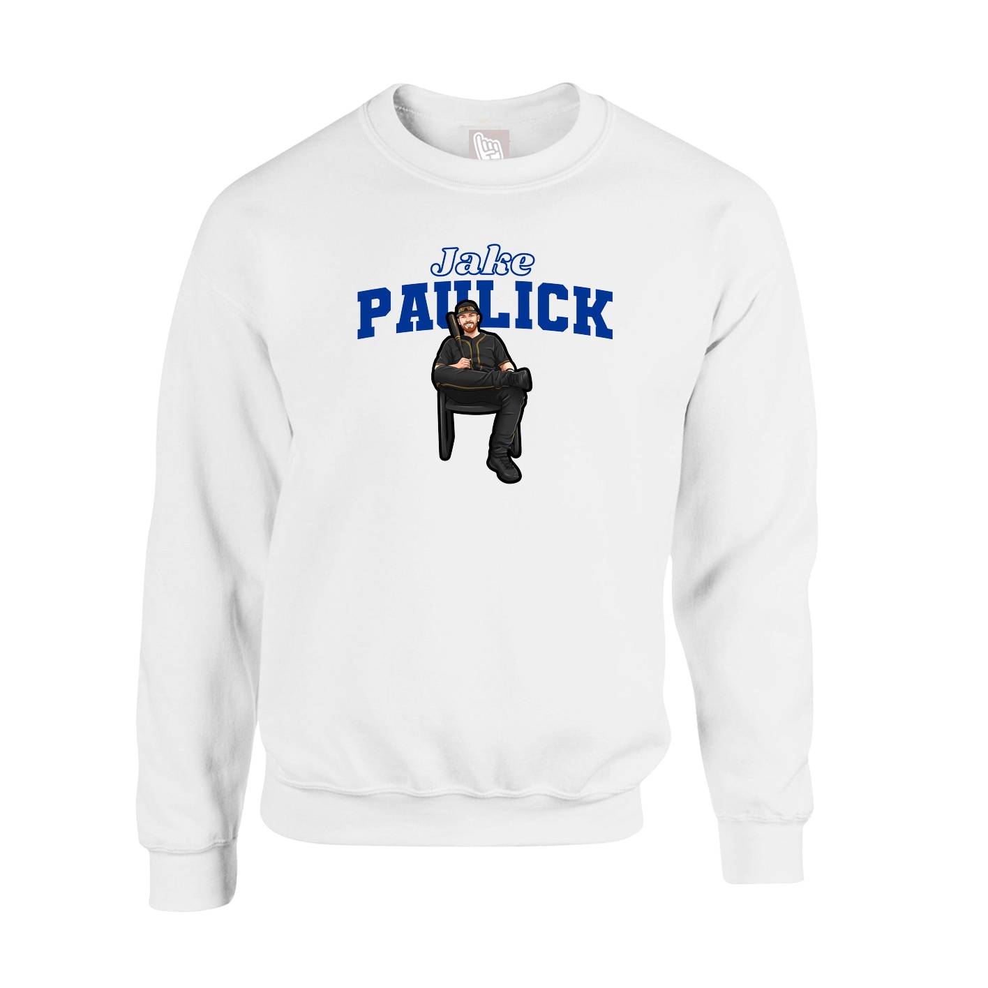 Fleece Crew — Name Arch in White