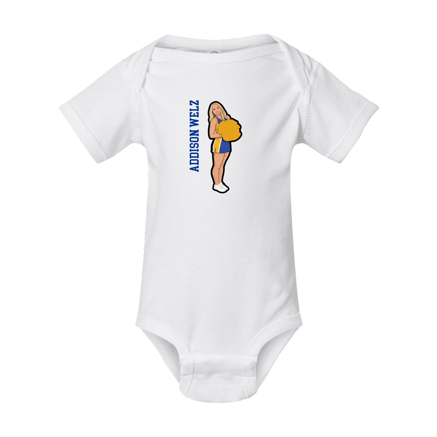 Baby Onesie — Name Vertical in White