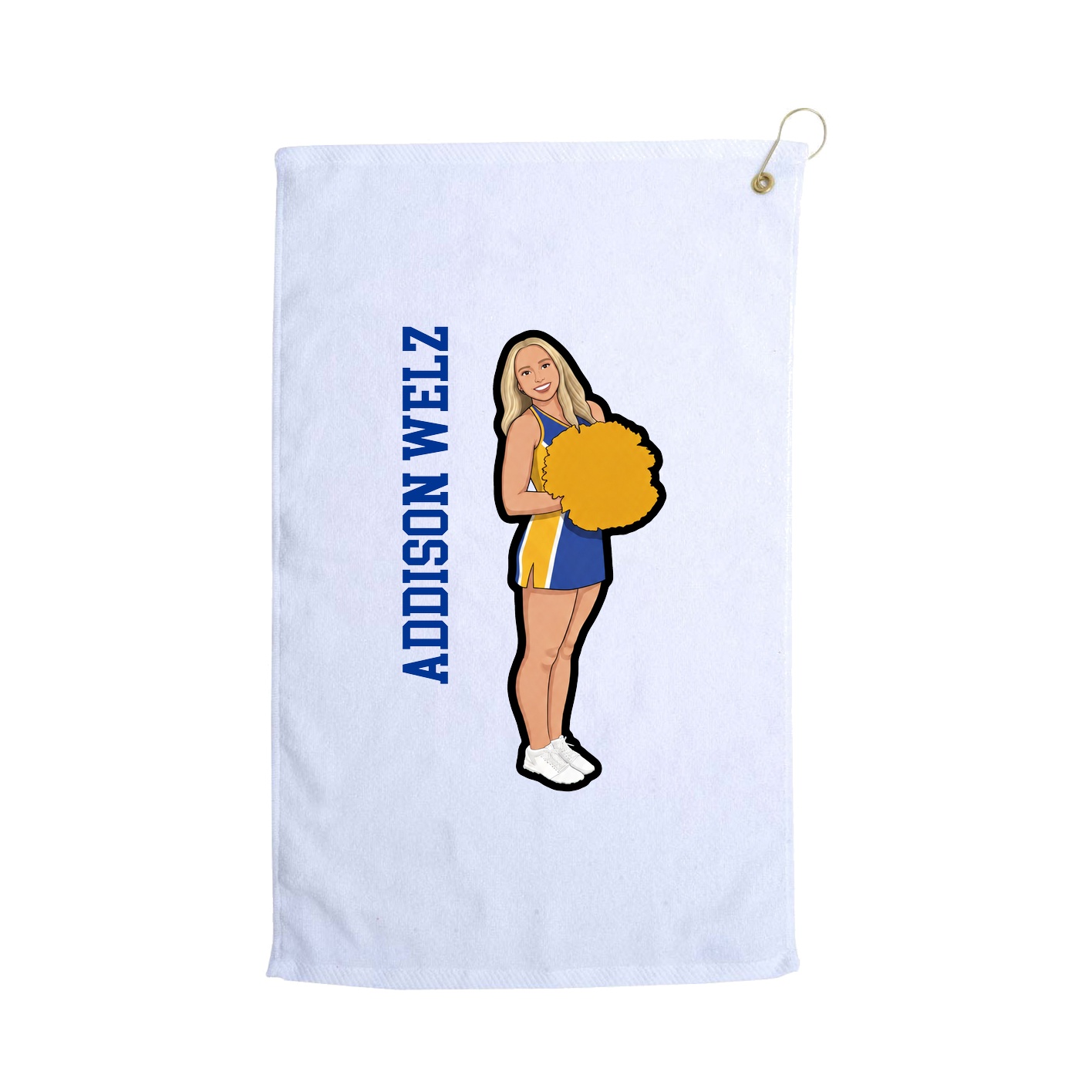 Golf Towel — Name Vertical in White