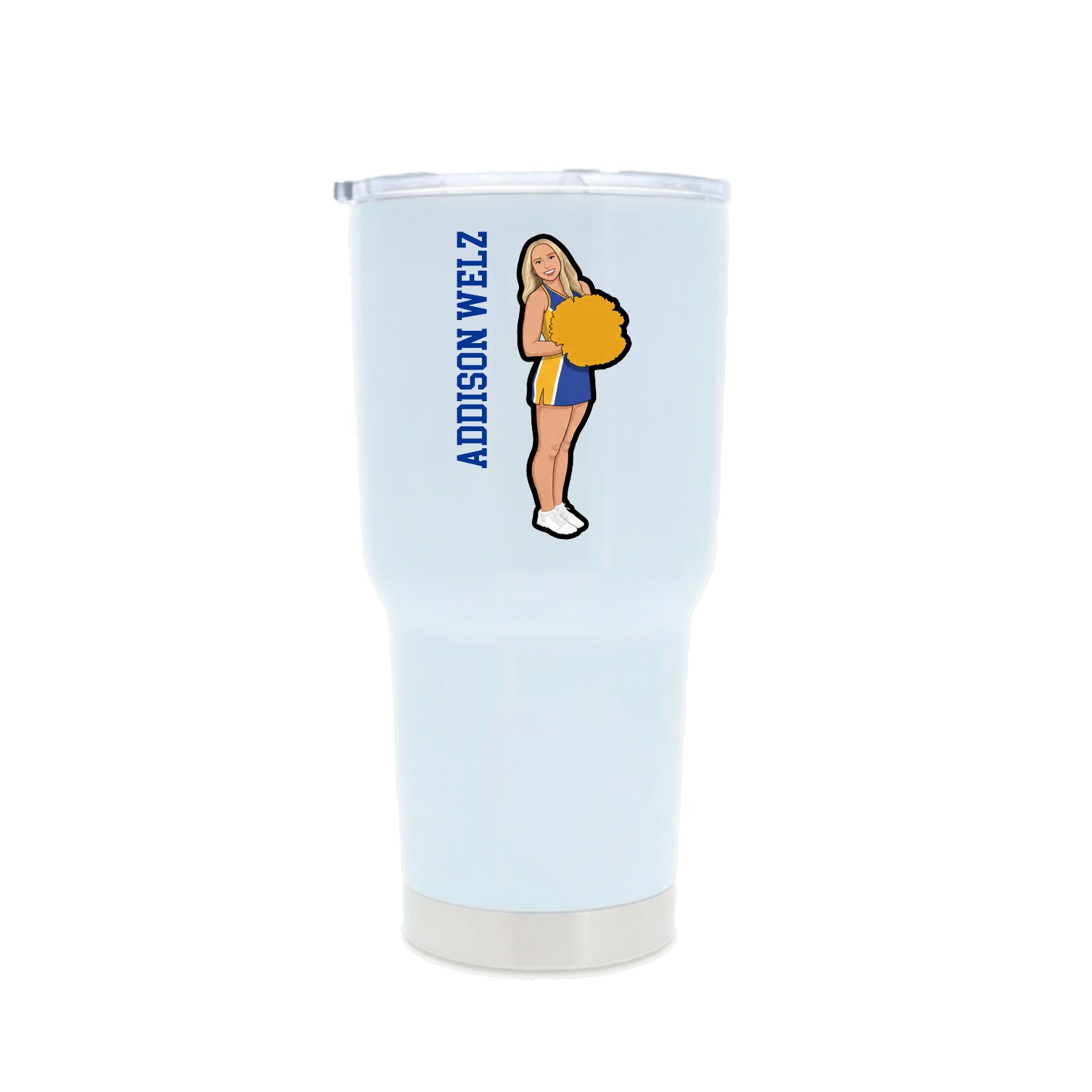 30oz Stainless Steel Tumbler — Name Vertical in White