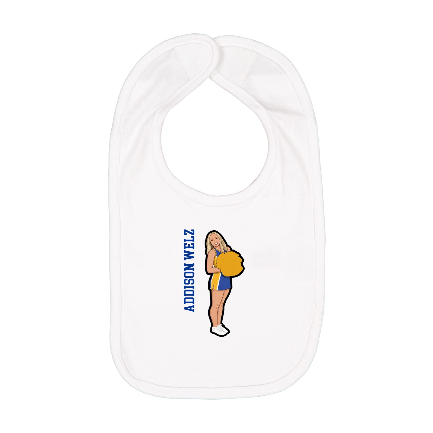 Infant Bib — Name Vertical in White