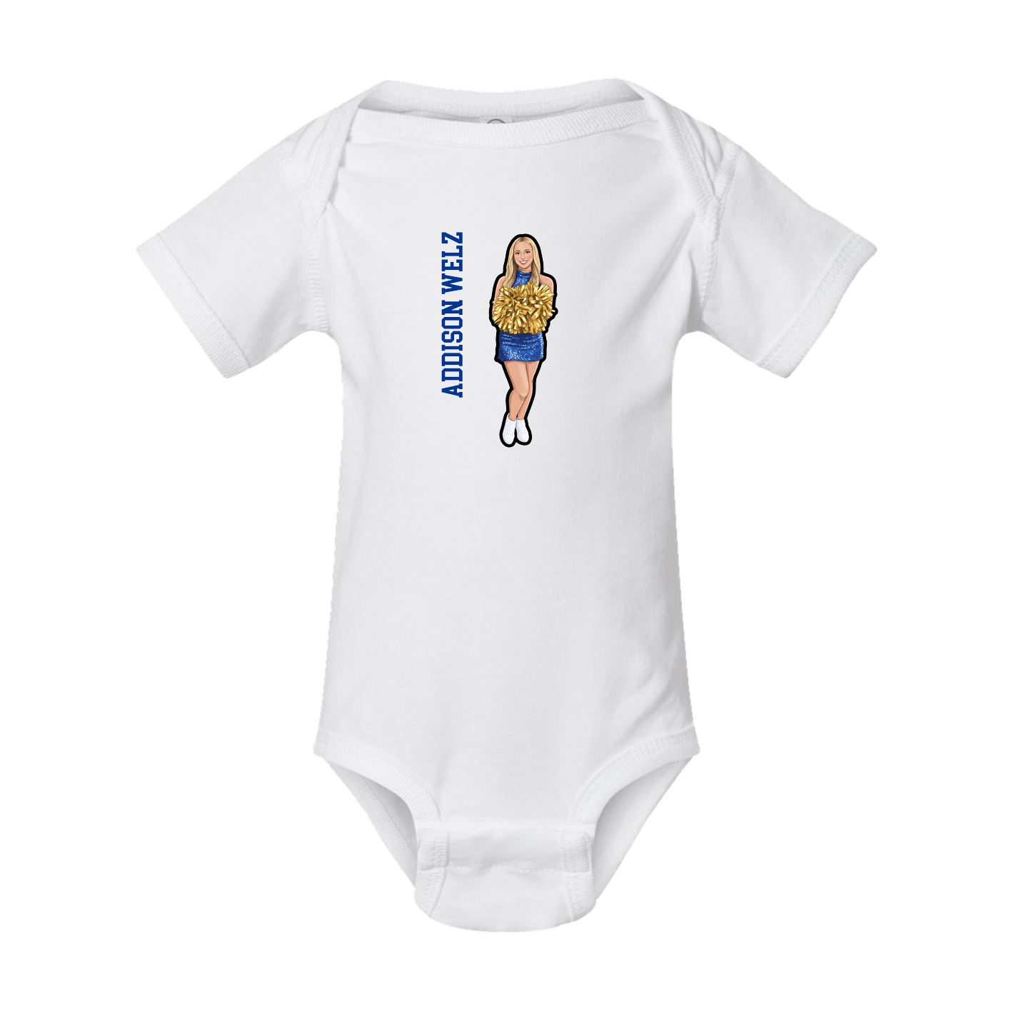 Baby Onesie — Name Vertical in White