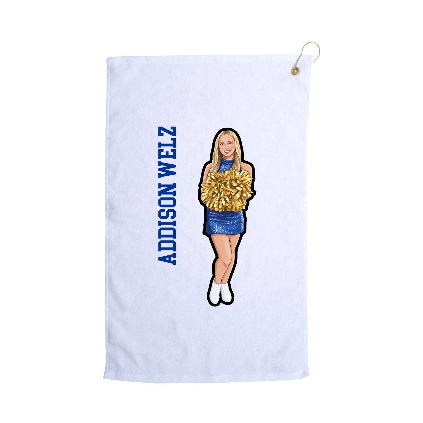 Golf Towel — Name Vertical in White