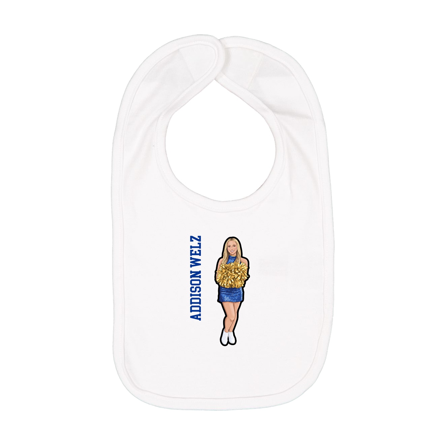 Infant Bib — Name Vertical in White