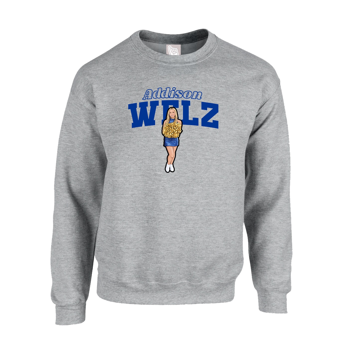 Fleece Crew — Name Arch in Grey