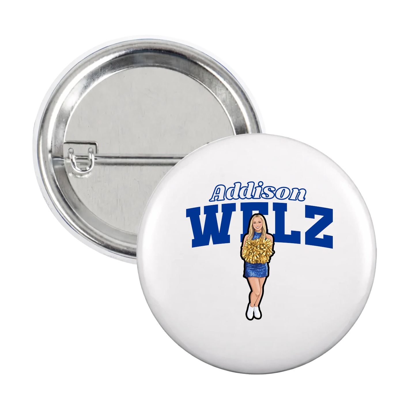 Game Day Button — Name Arch in White