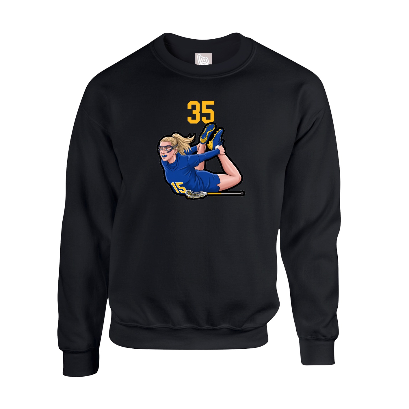 Fleece Crew — Number Top in Black