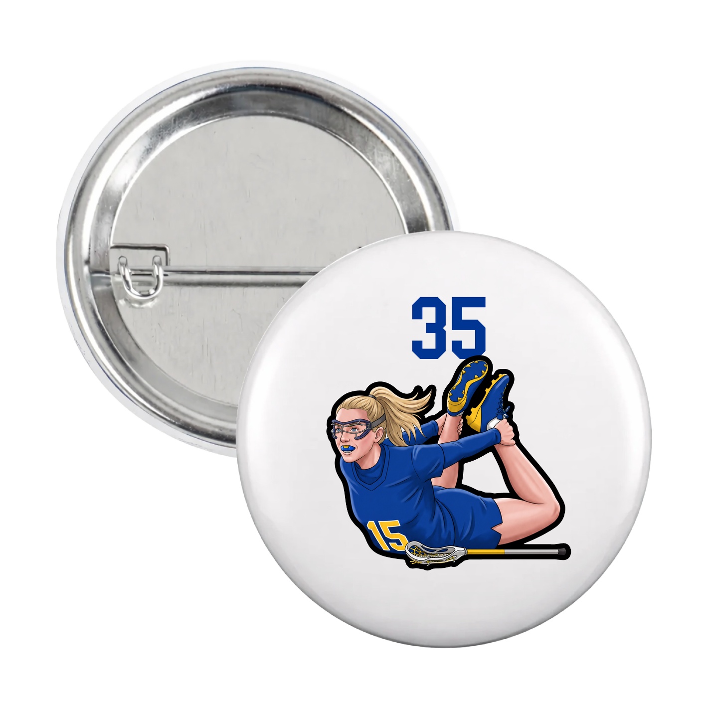 Game Day Button — Number Top in White