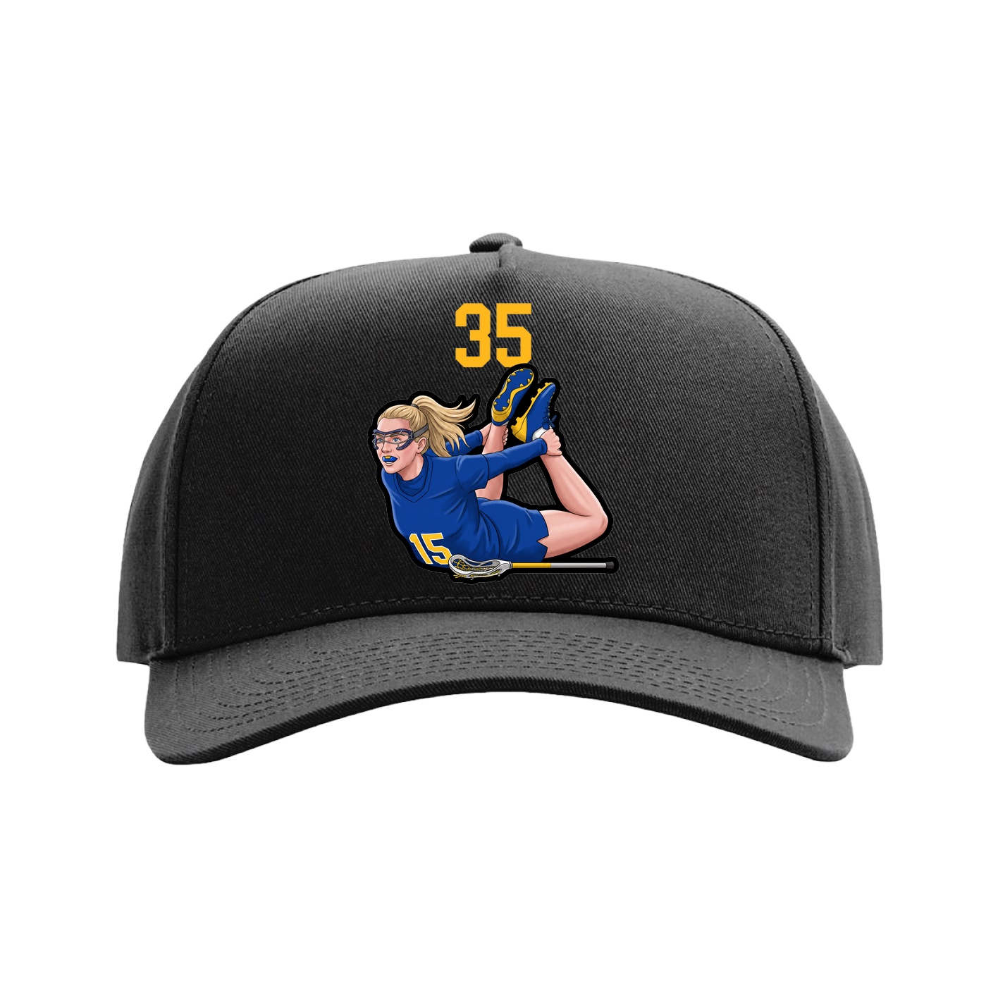 Full Fabric Five-Panel Champ Cap — Number Top in Black