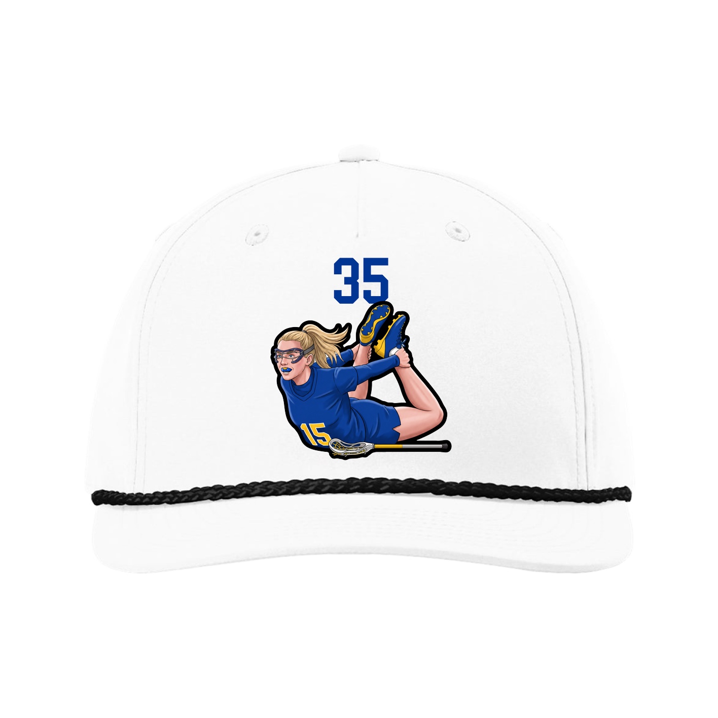 Five-Panel Classic Rope Cap — Number Top in White