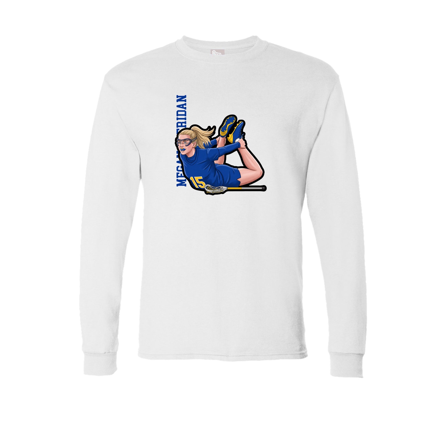 Long Sleeve Tee — Name Vertical in White