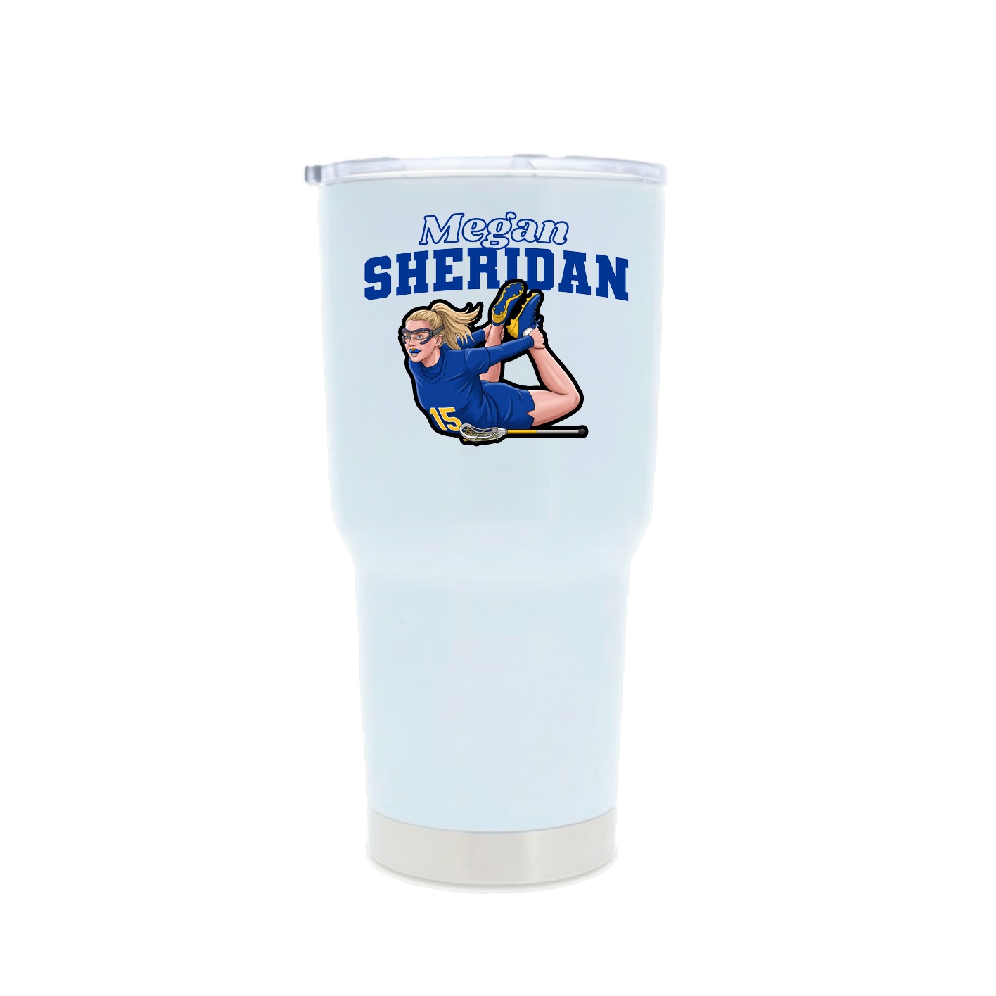 30oz Stainless Steel Tumbler — Name Arch in White