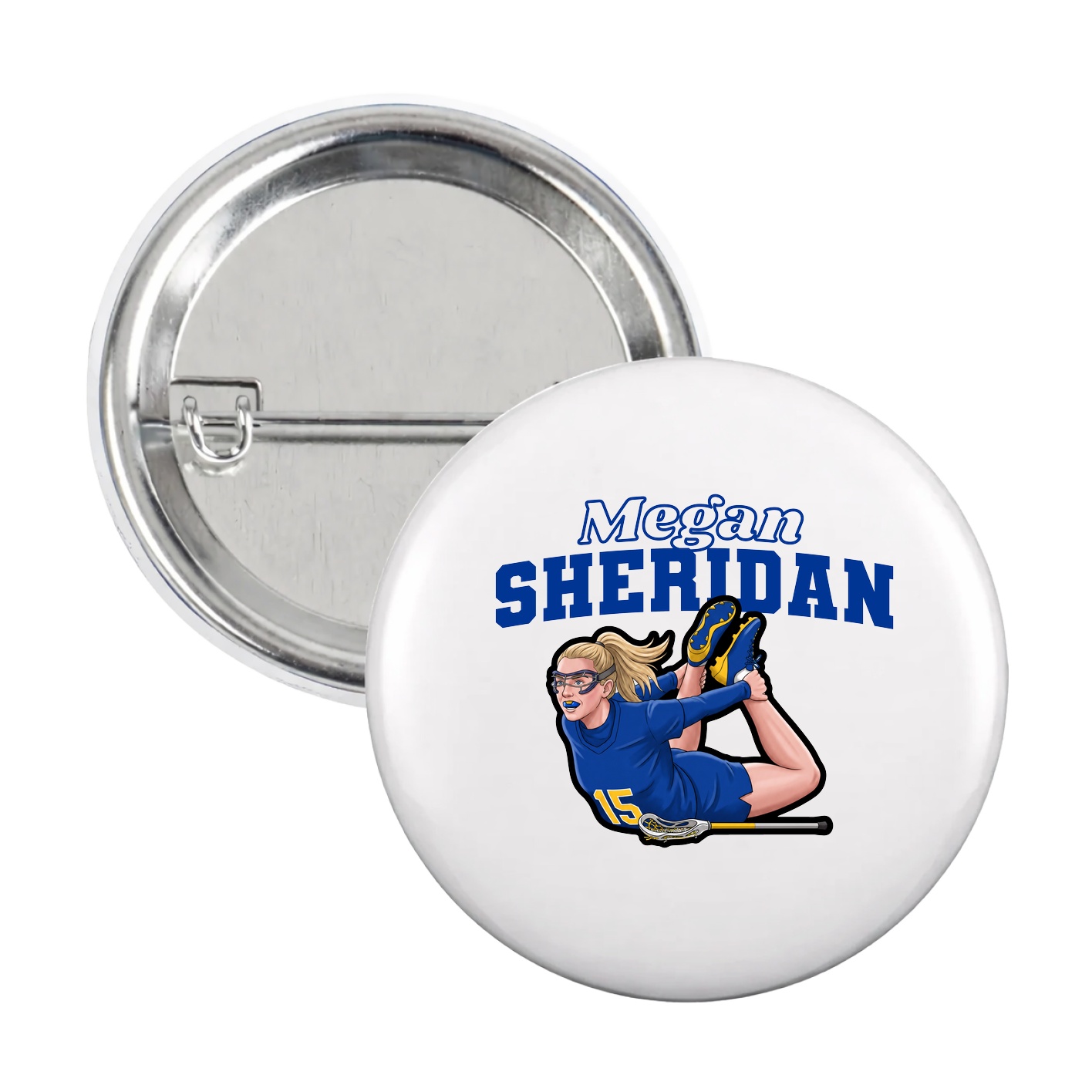 Game Day Button — Name Arch in White