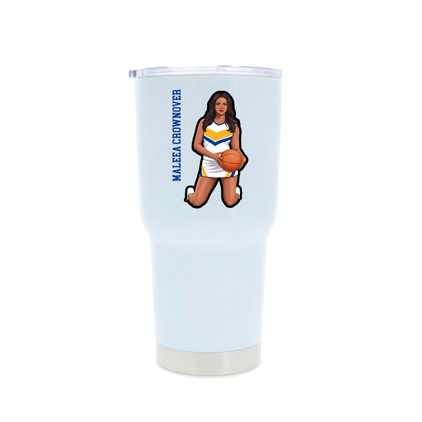 30oz Stainless Steel Tumbler — Name Vertical in White