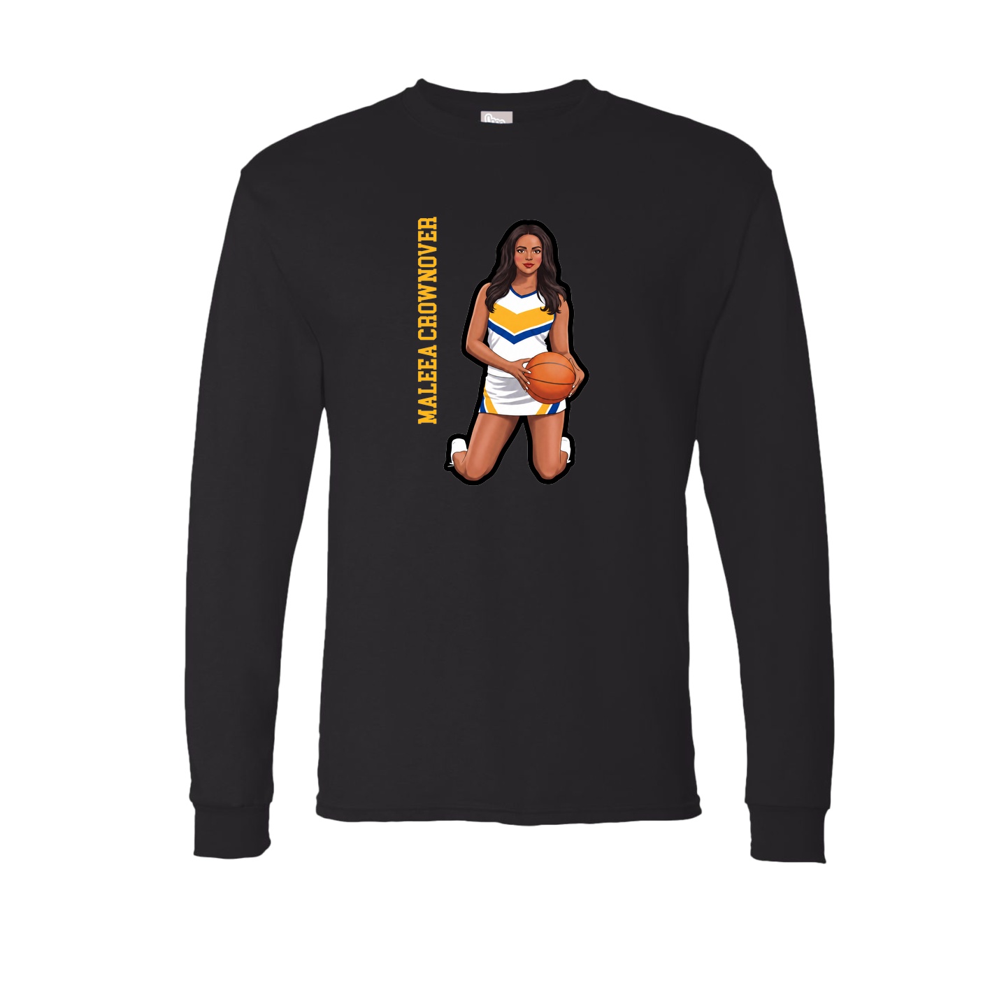 Long Sleeve Tee — Name Vertical in Black