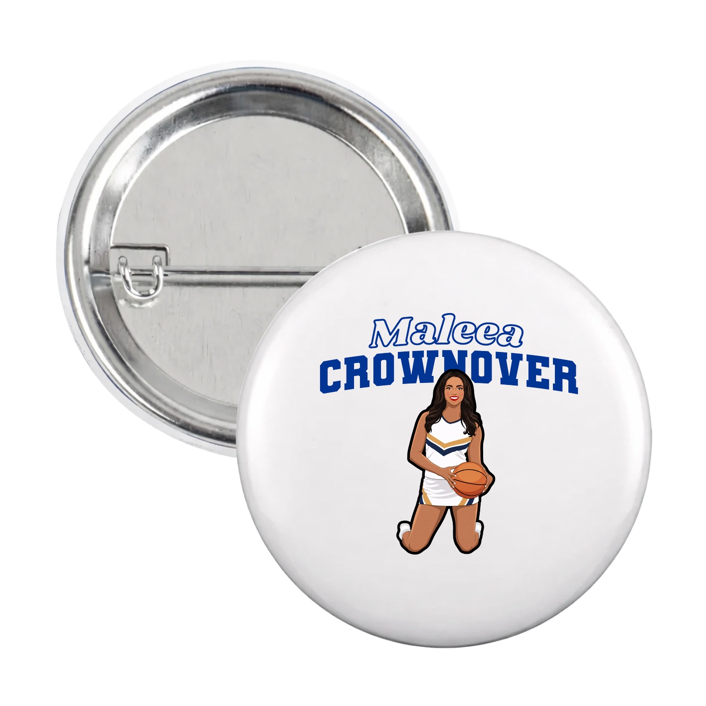 Game Day Button — Name Arch in White