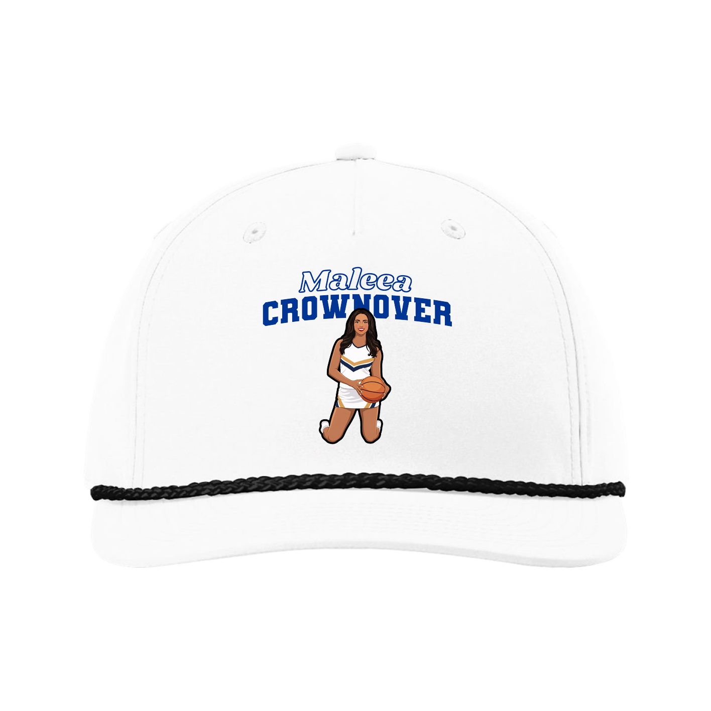 Five-Panel Classic Rope Cap — Name Arch in White