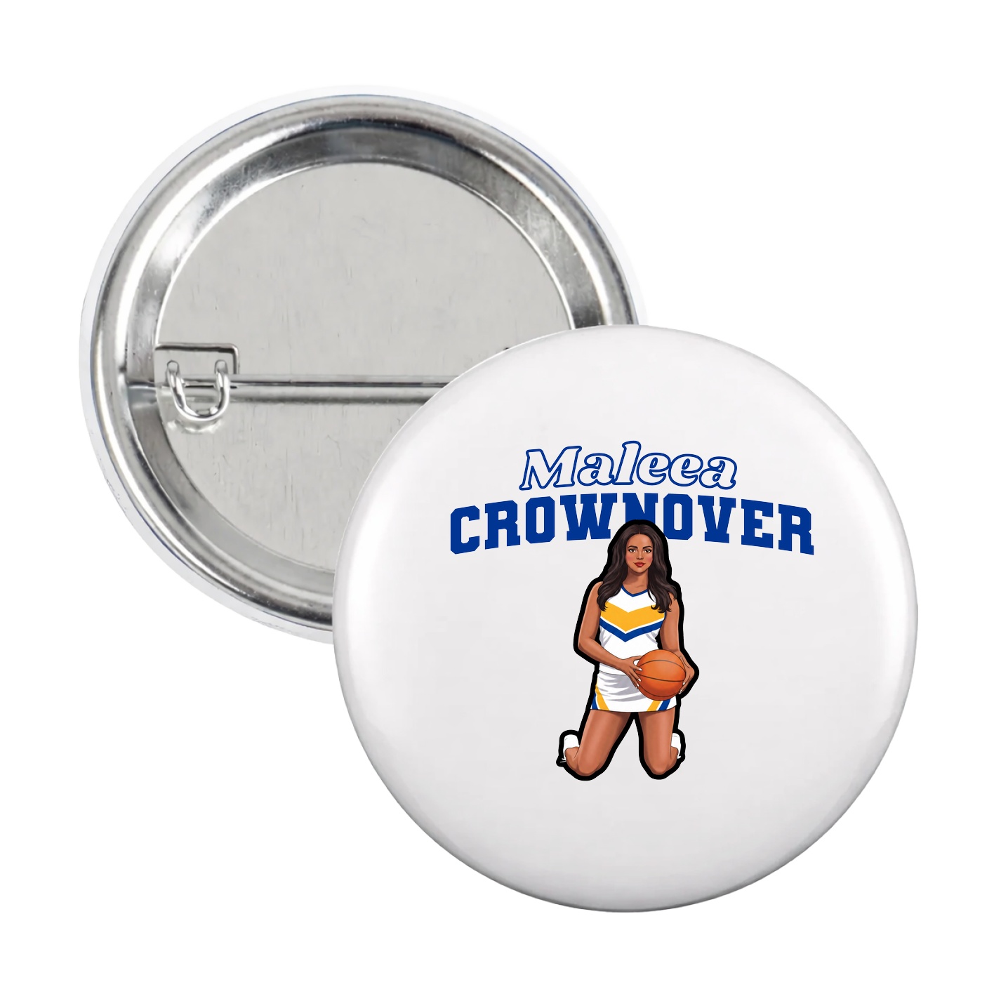 Game Day Button — Name Arch in White