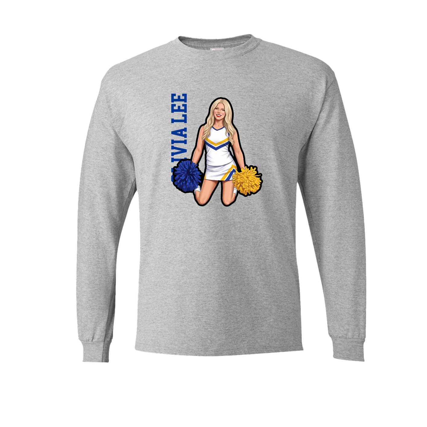 Long Sleeve Tee — Name Vertical in Grey