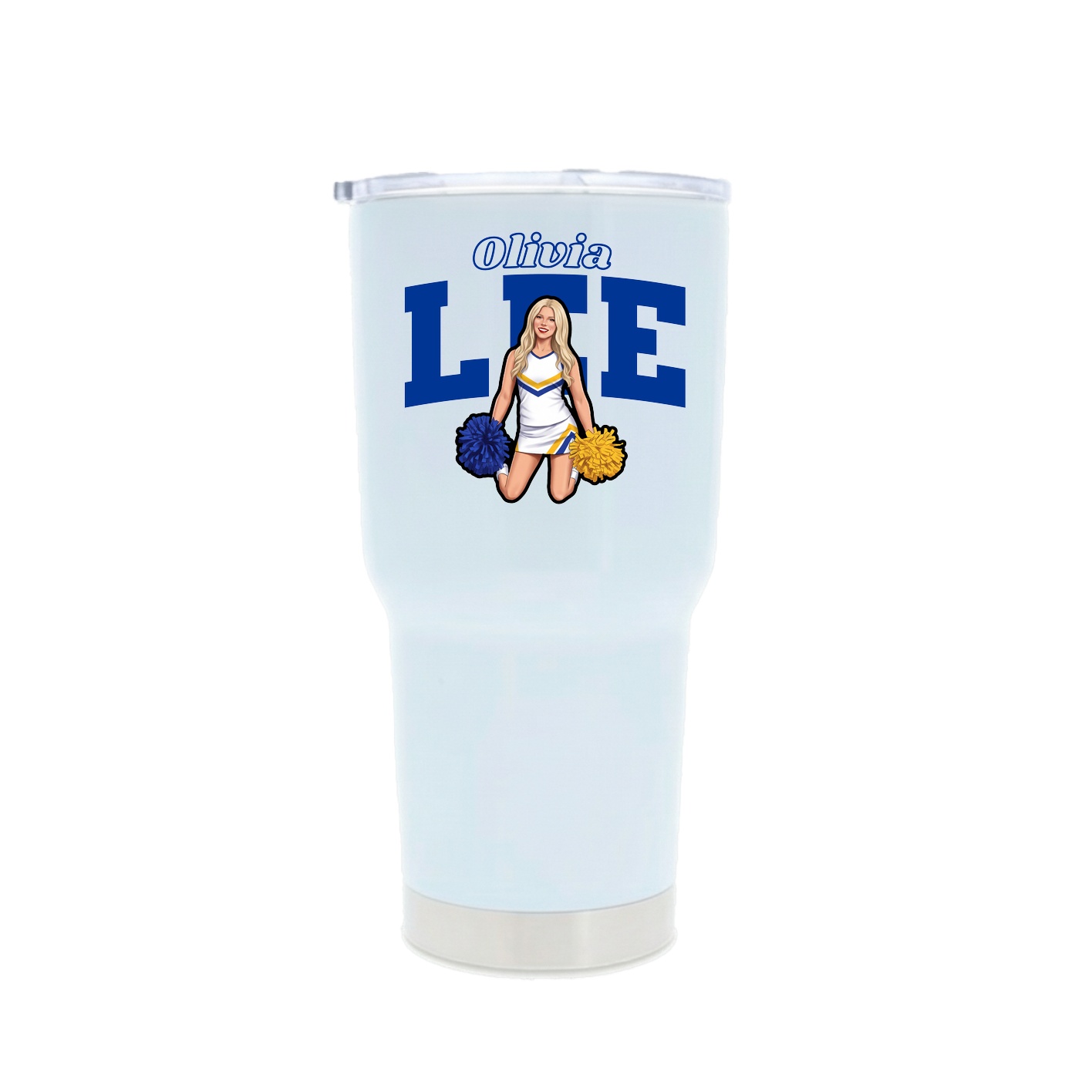 30oz Stainless Steel Tumbler — Name Arch in White
