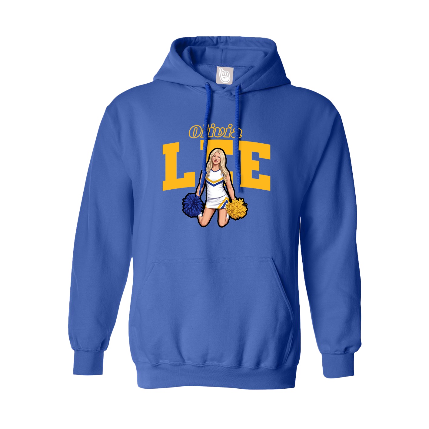Youth Hoodie — Name Arch in Royal