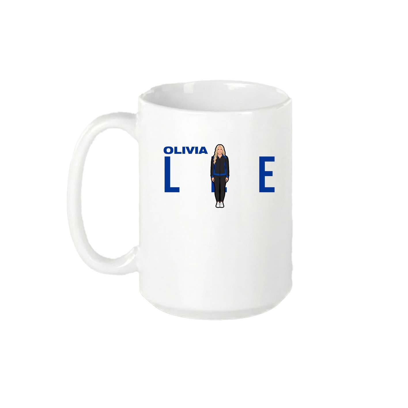 15oz Coffee Mug — Player Name in White