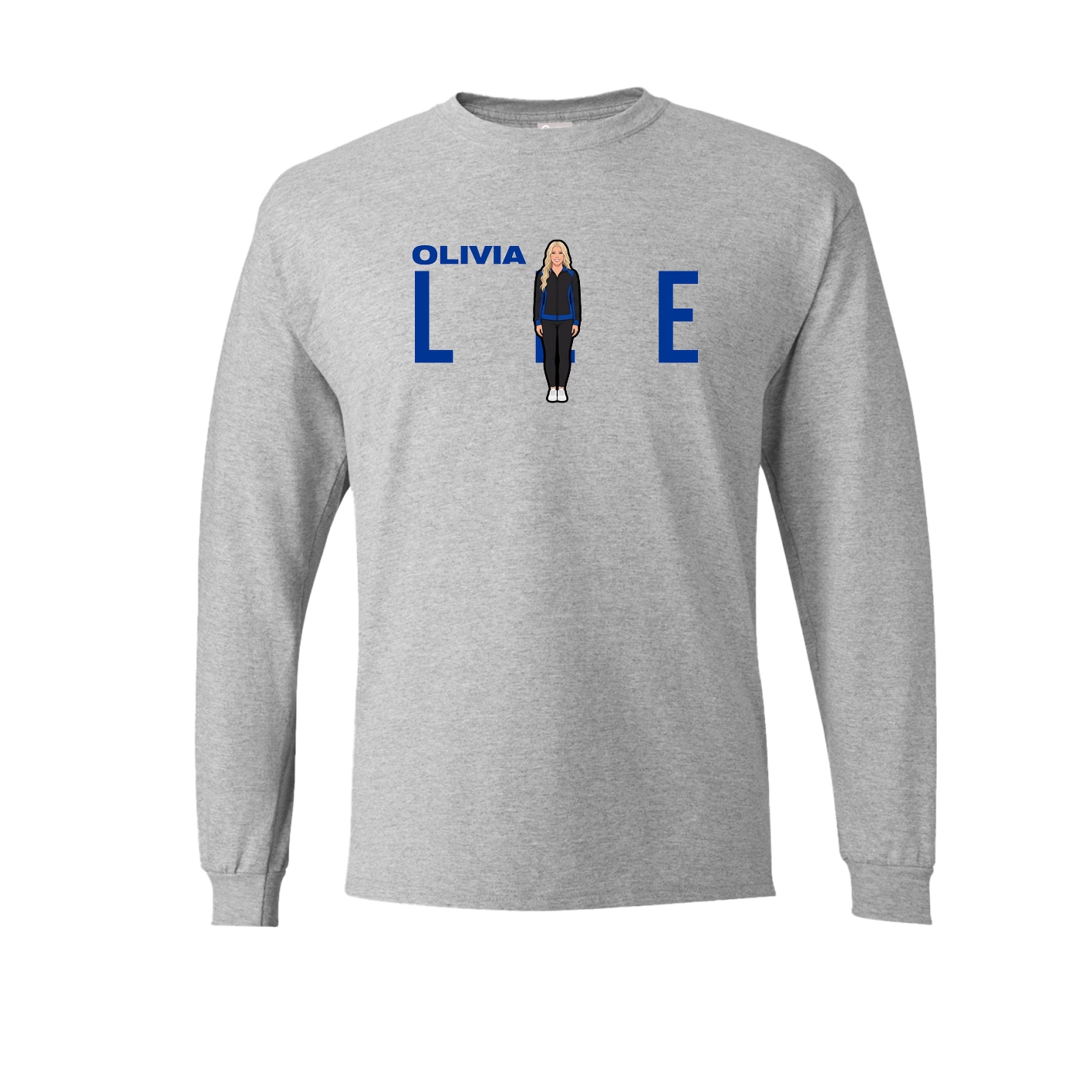 Long Sleeve Tee — Player Name in Grey