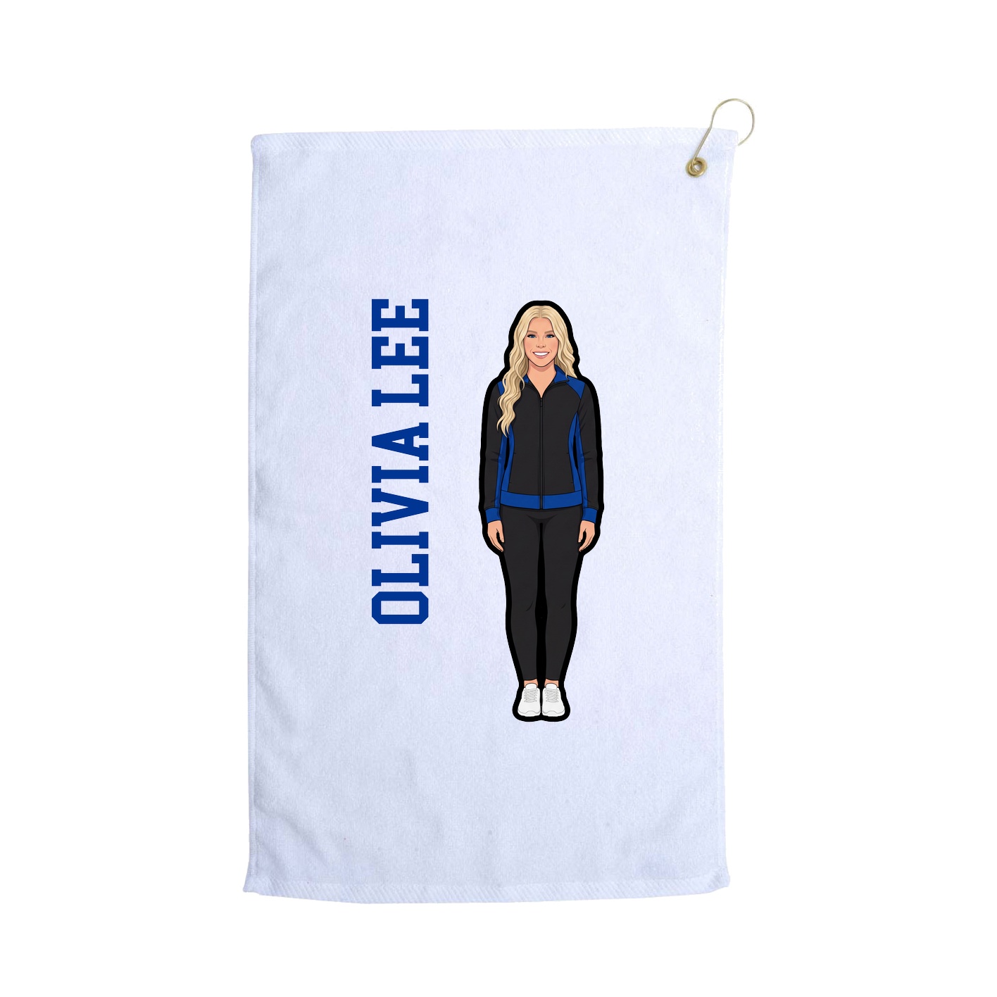 Golf Towel — Name Vertical in White