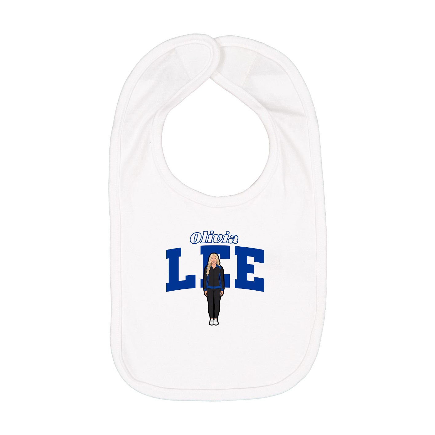 Infant Bib — Name Arch in White
