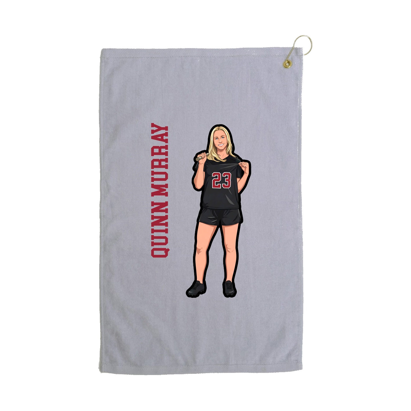 Golf Towel — Name Vertical in Grey