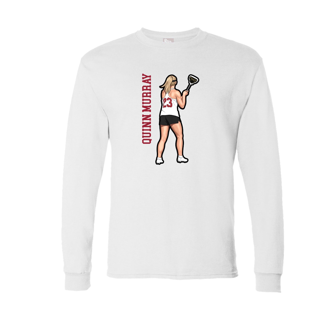 Long Sleeve Tee — Name Vertical in White