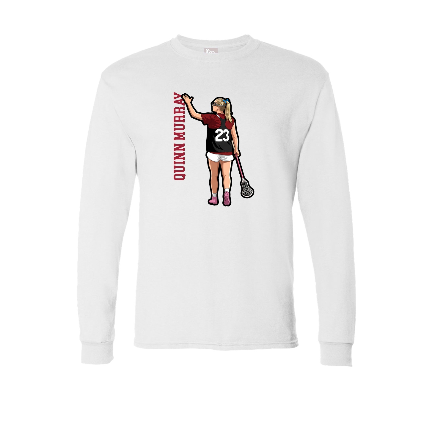 Long Sleeve Tee — Name Vertical in White