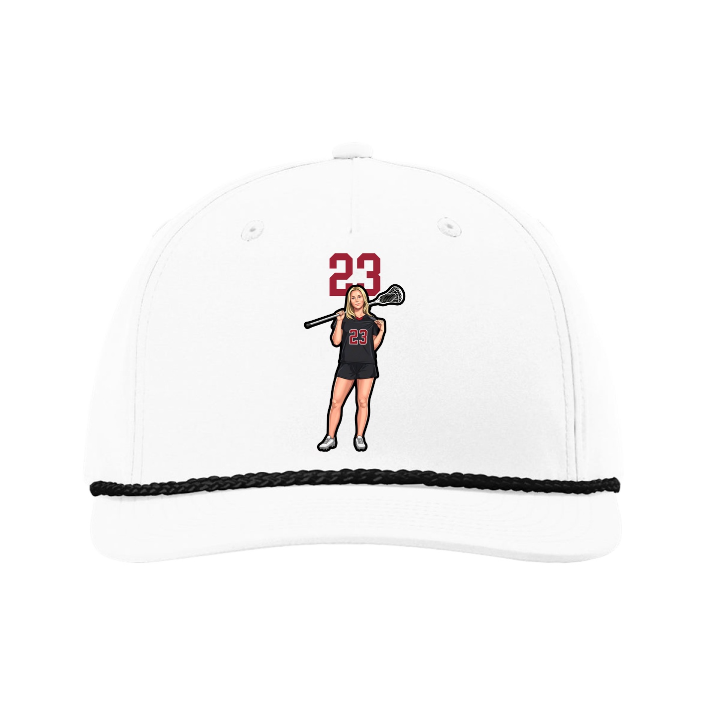 Five-Panel Classic Rope Cap — Number Top in White