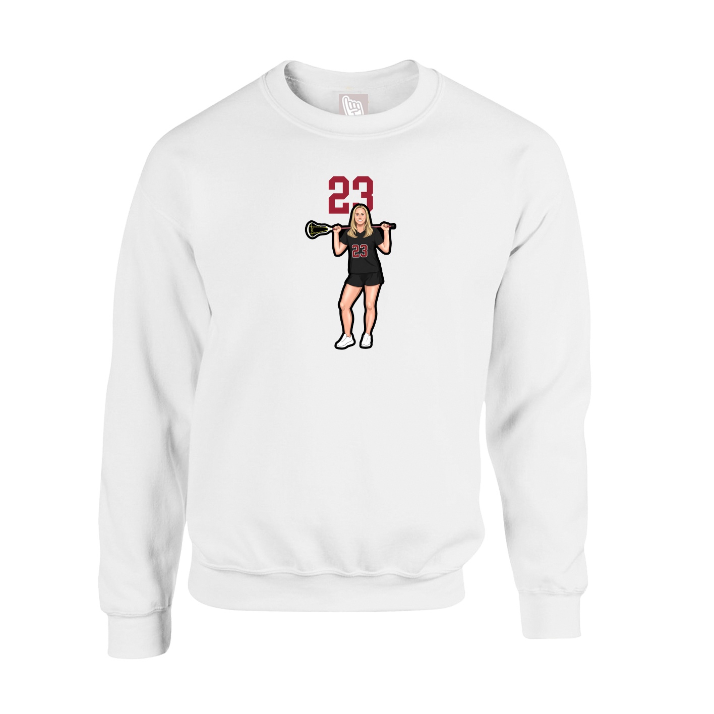 Fleece Crew — Number Top in White