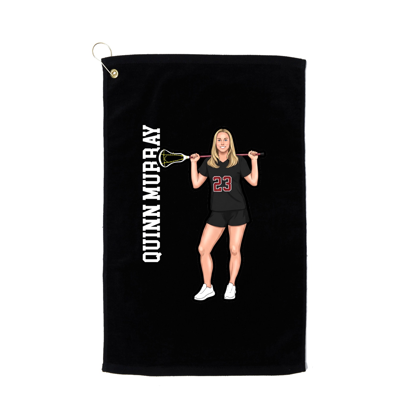 Golf Towel — Name Vertical in Black