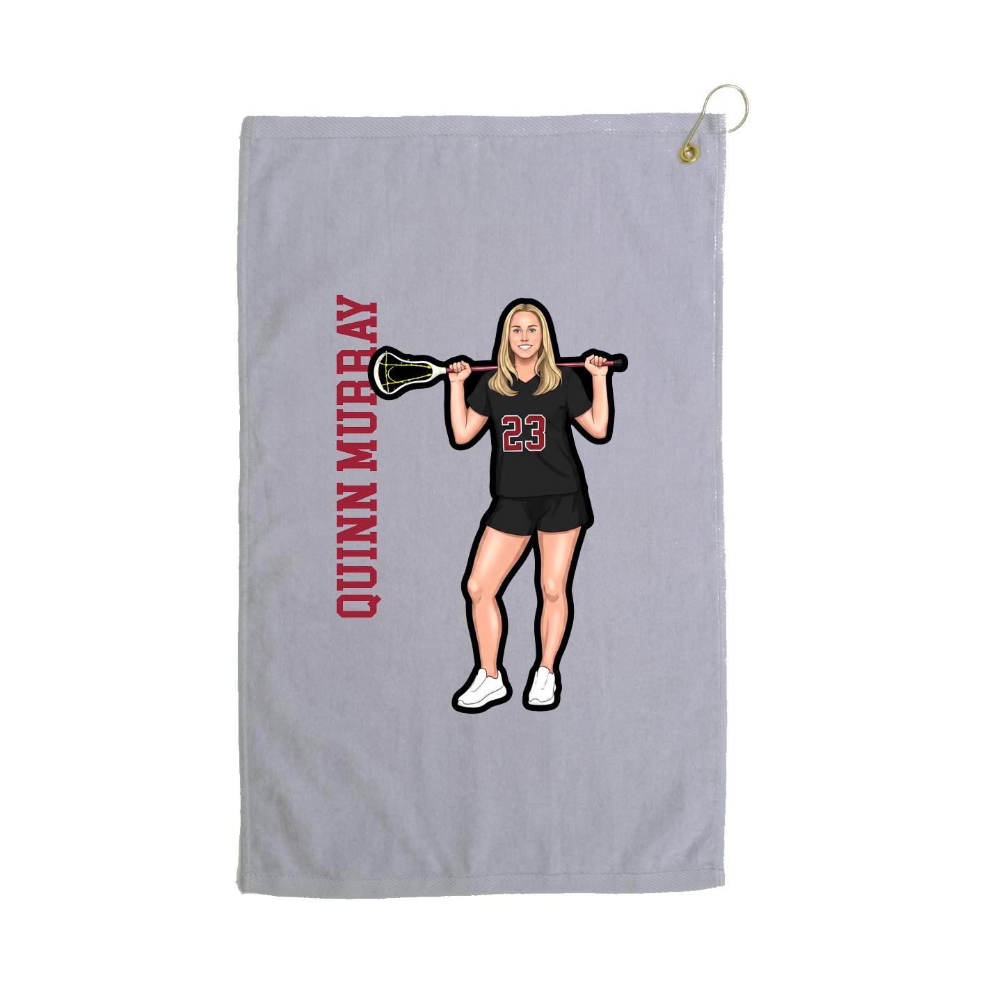 Golf Towel — Name Vertical in Grey