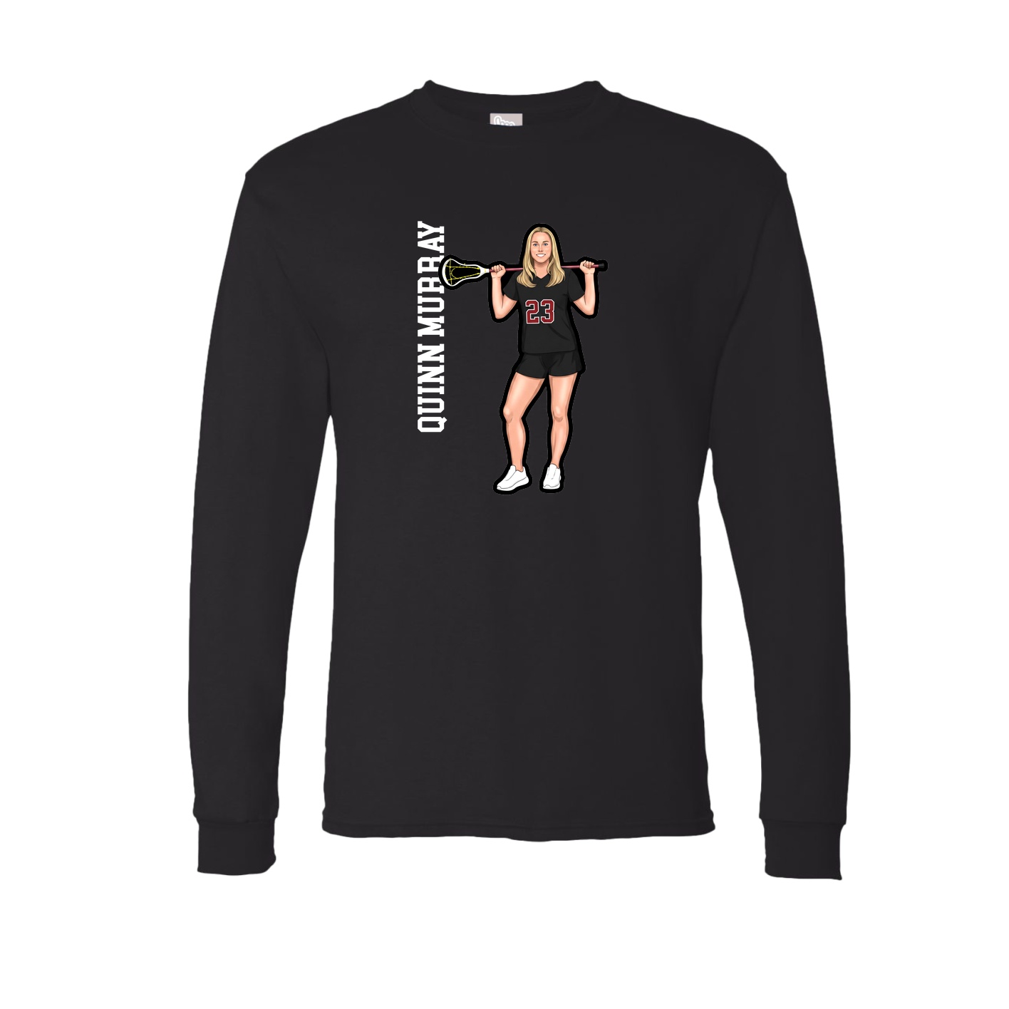 Long Sleeve Tee — Name Vertical in Black