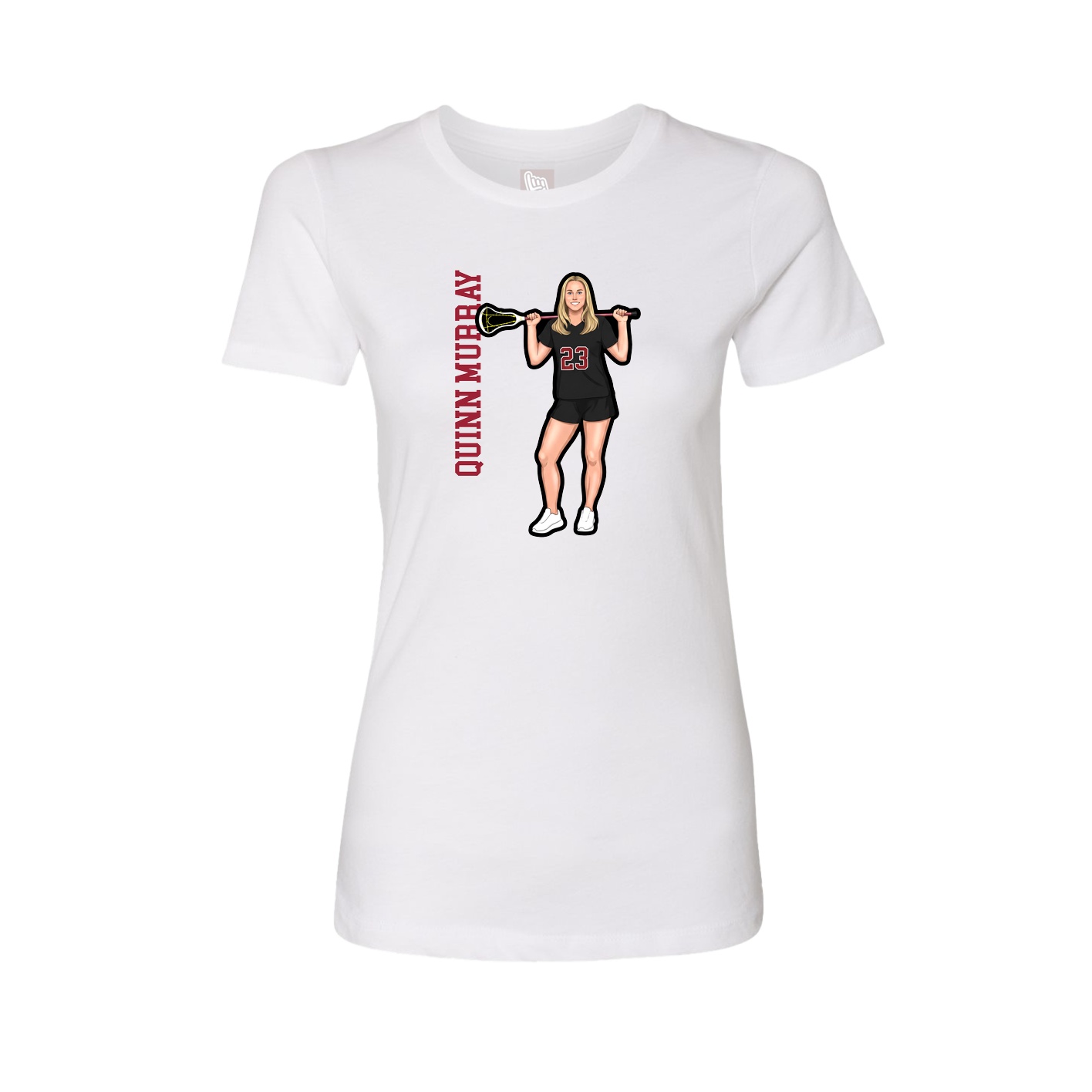 Womens Tee — Name Vertical in White