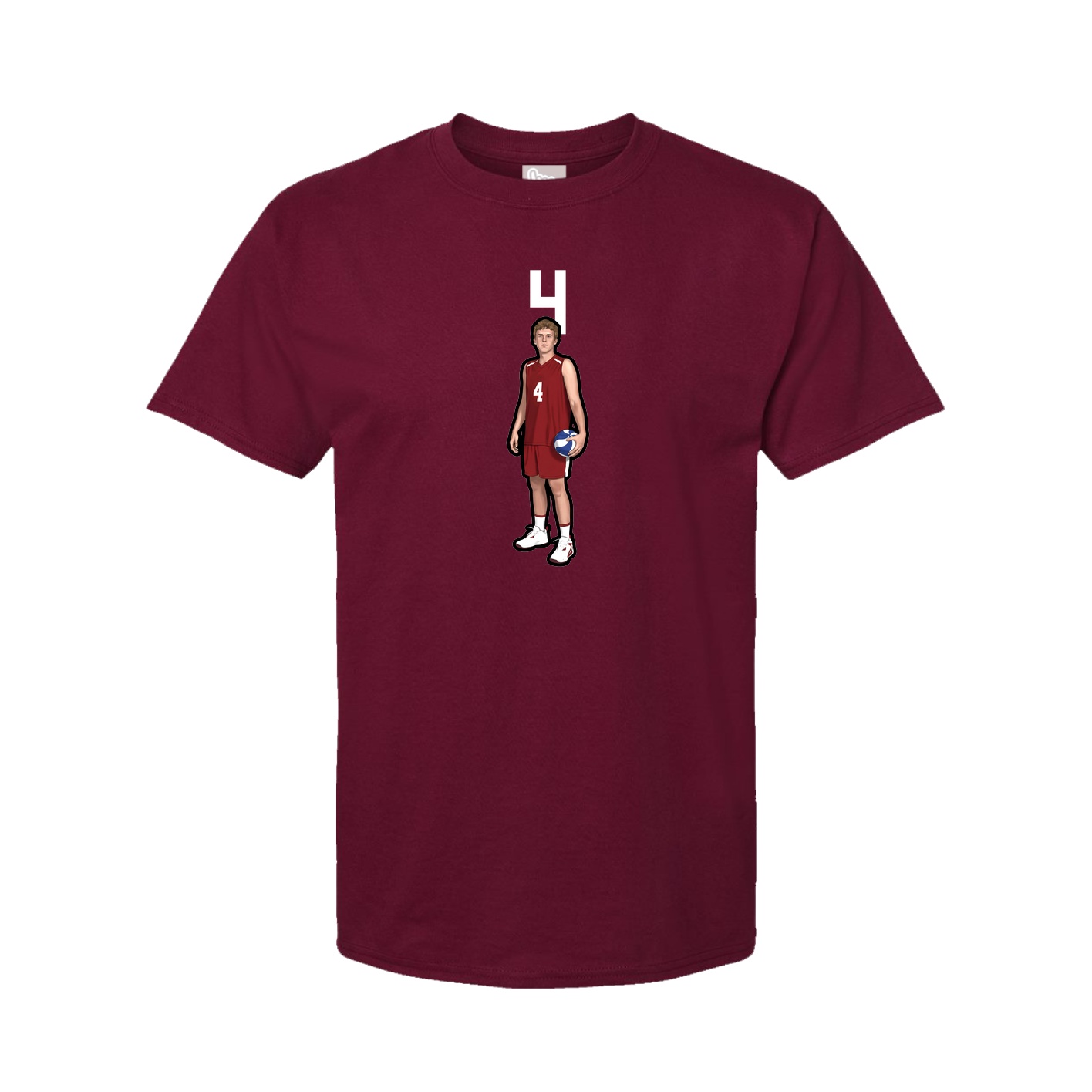 Youth Tee — Number Top in Cardinal