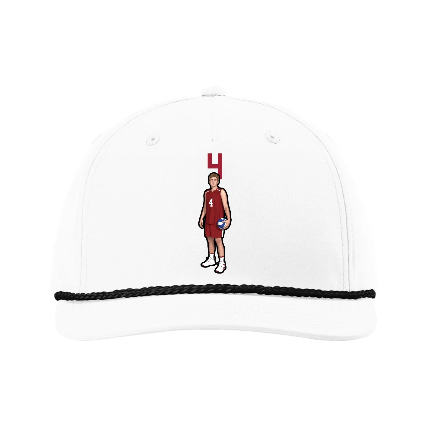 Five-Panel Classic Rope Cap — Number Top in White