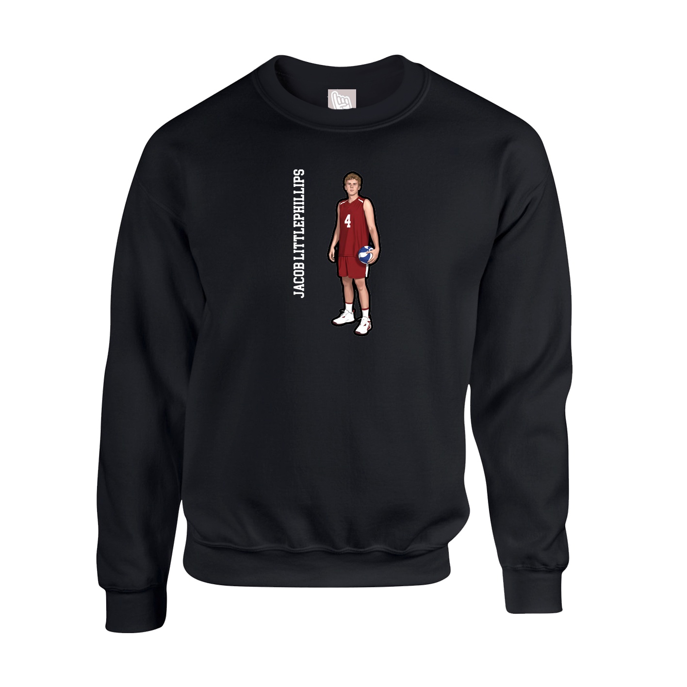 Fleece Crew — Name Vertical in Black