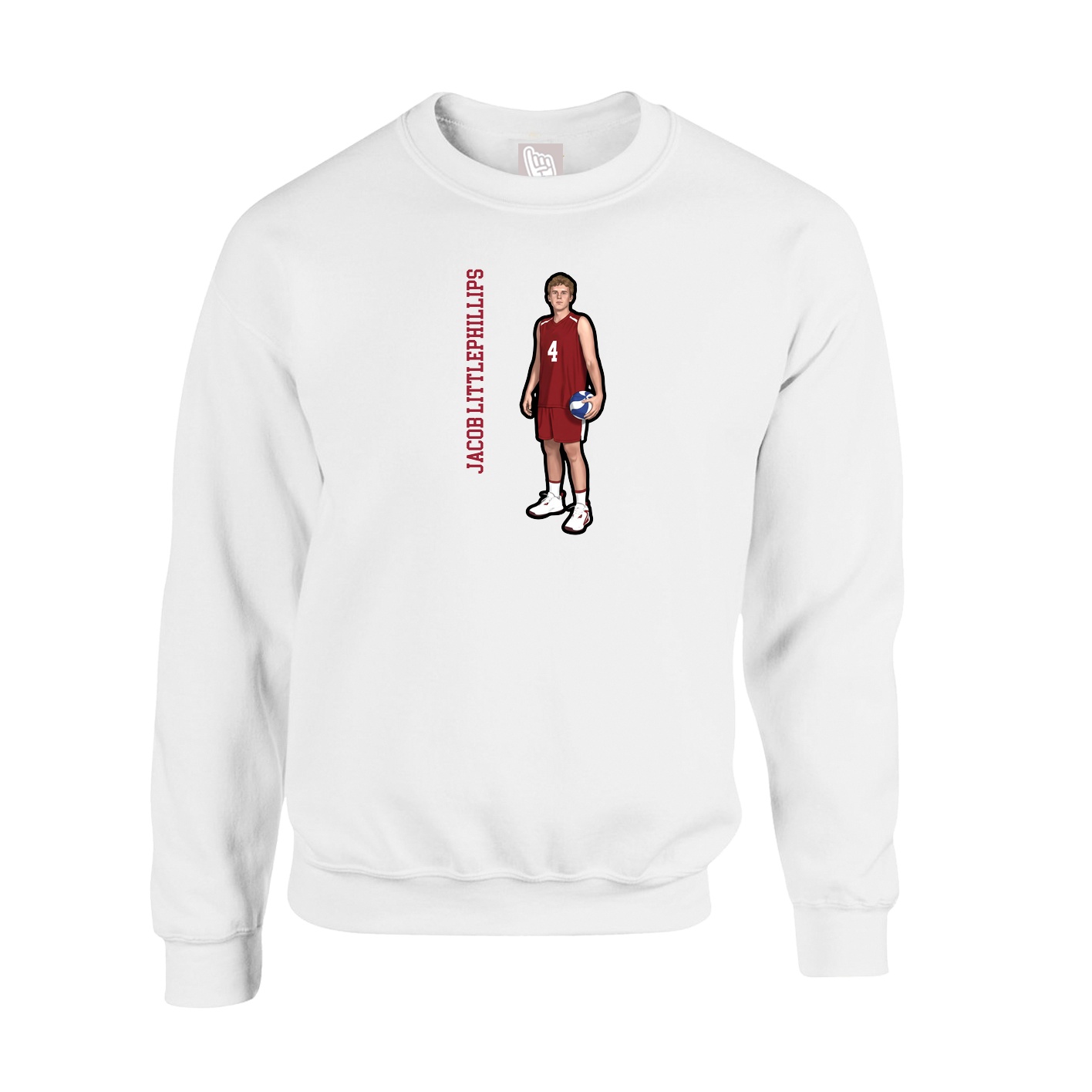 Fleece Crew — Name Vertical in White