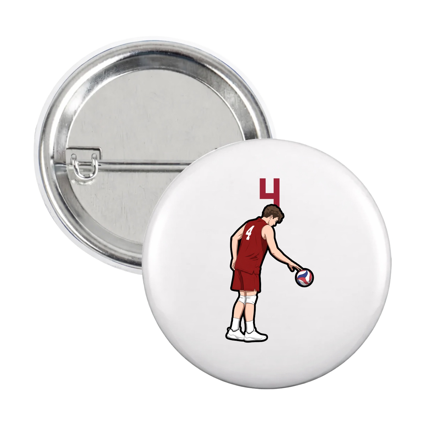Game Day Button — Number Top in White