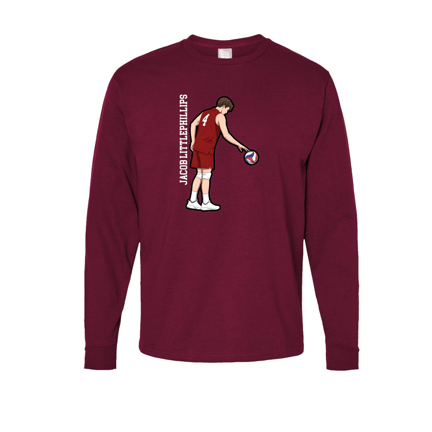 Long Sleeve Tee — Name Vertical in Cardinal