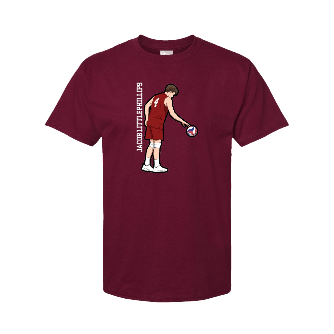 Youth Tee — Name Vertical in Cardinal